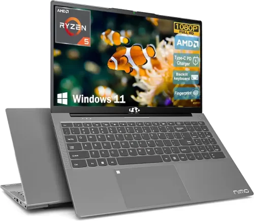 NIMO - 15.6 FHD IPS Laptop-Computer AMD Ryzen 5 16GB RAM 1TB SSD 3.7GHz - Gray